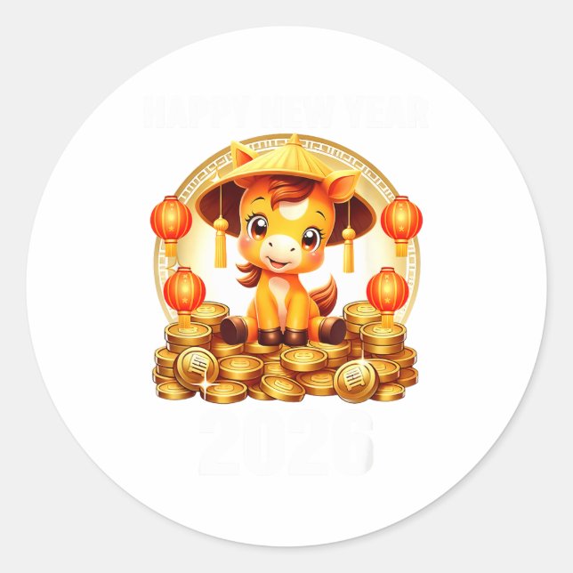 Lunar New Year 2026 Chinese New Year Decorations  Classic Round Sticker (Front)