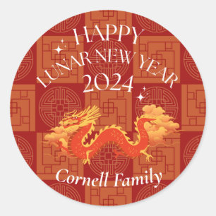 Lunar new year dragon  classic round sticker