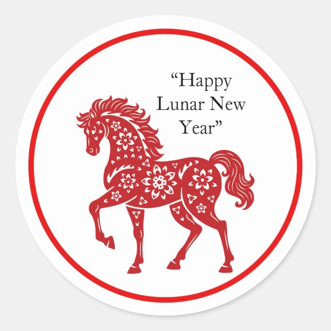 Lunar New Year Horse Sticker Pack Red Floral (Devant)