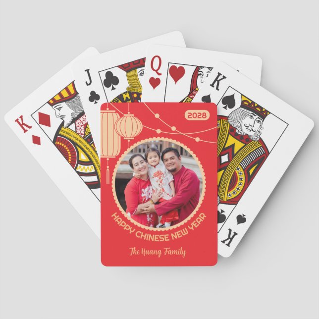 Lunar New Year Lantern Photo Poker Cards (Back)