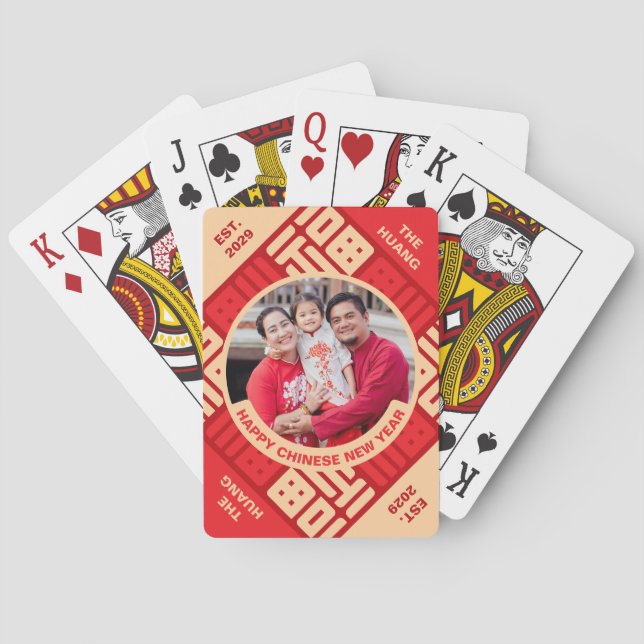 Lunar New Year Lantern Photo Poker Cards (Back)