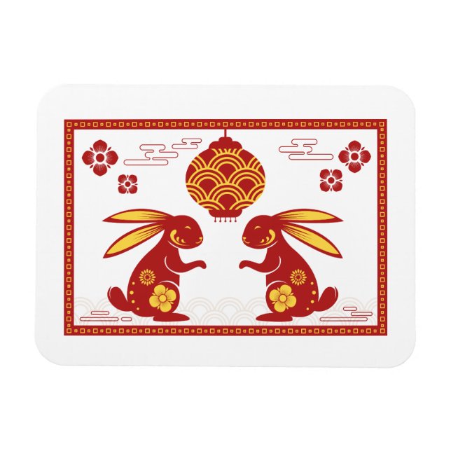 Lunar New Year Of Rabbit 2023 Zodiac Animal  Magnet (Horizontal)