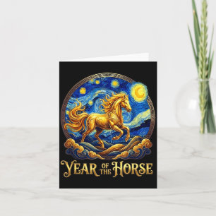 Lunar new year the horse year chinese zodiac fire card