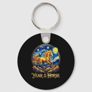 Lunar new year the horse year chinese zodiac fire keychain