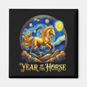 Lunar new year the horse year chinese zodiac fire magnet