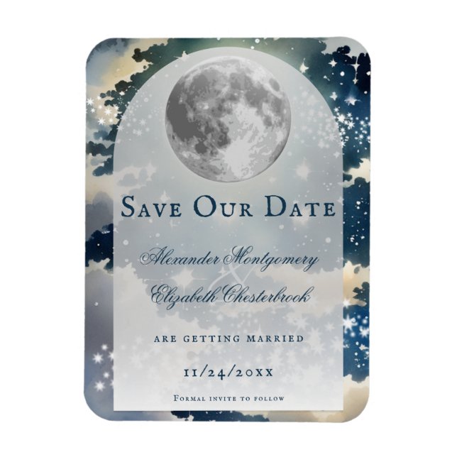 Lunar Night Sky Save the Date Magnet (Vertical)