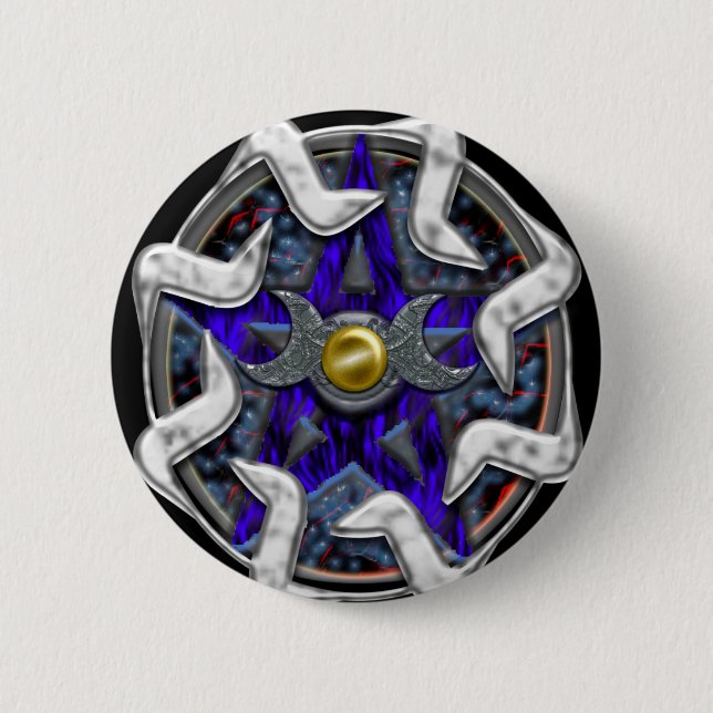 lunar pentacle 2 inch round button (Front)