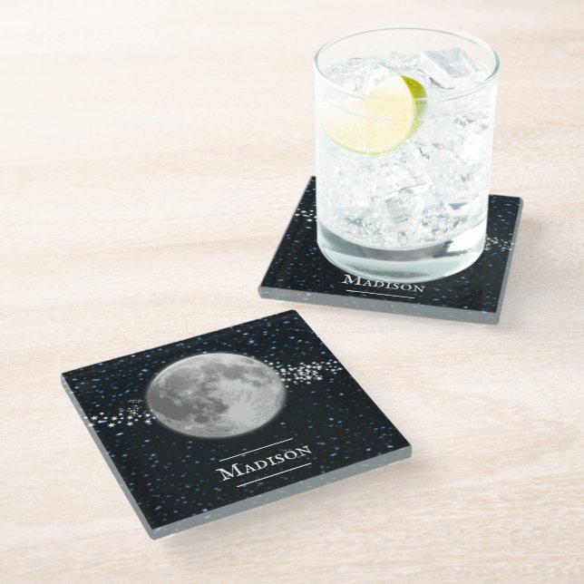 Lunar Personalized Glass Coaster (Angled)