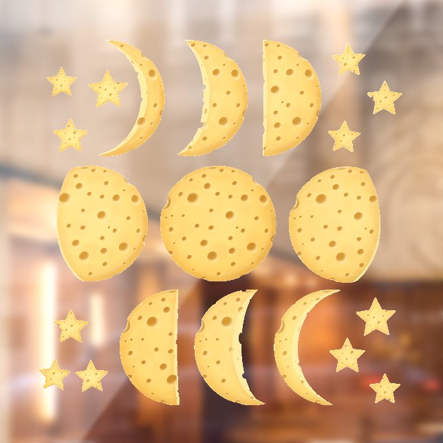 Lunar Phases Cheese Moon & Stars Fairytale Science Window Cling (Sheet 2)