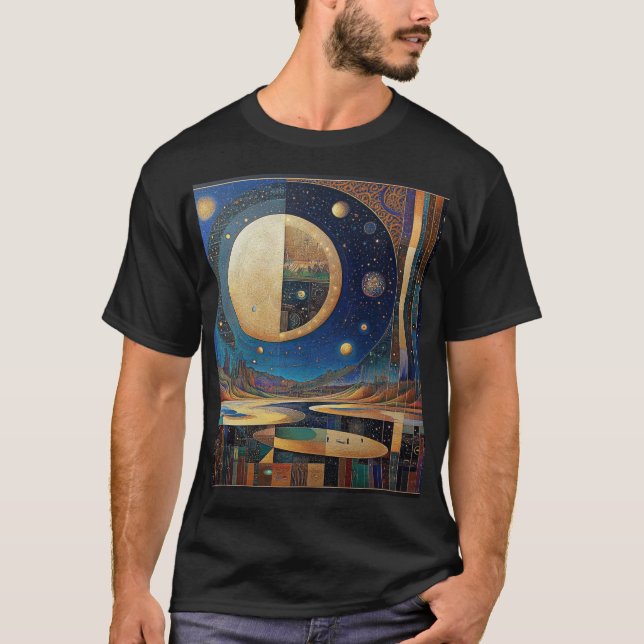  Lunar Reflections: Majestic Moon and Celestial  T-Shirt (Front)