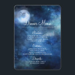 Lunar Sky Full Moon Celestial Galaxy Stars Dinner Menu<br><div class="desc">Lunar Sky Full Moon Celestial Galaxy Watercolor Design, with Night Shining Stars, and Glowing Moon Design on a luxurious Navy Blue, Pale Blue, and hints of purple watercolor texture. With Modern Typography Script Fonts. A trendy Magical design - Personalized Wedding Dinner Reception Table Decor Menus! ~ Check my shop to...</div>
