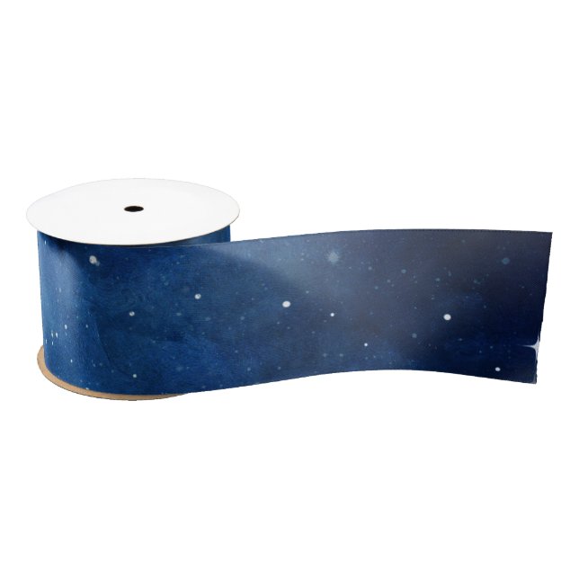 Lunar Sky Full Moon Celestial Galaxy Stars Wedding Satin Ribbon (Spool)