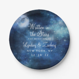 Lunar Sky Full Moon Celestial Galaxy Wedding Paper Plate