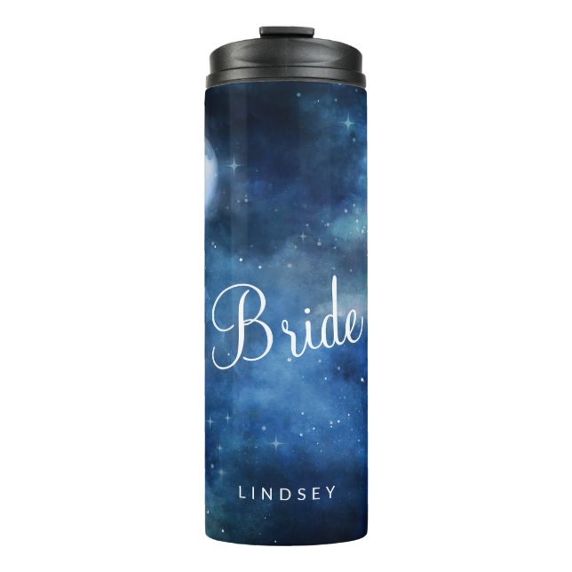 Lunar Sky Full Moon Celestial Personalized Bride Thermal Tumbler (Front)