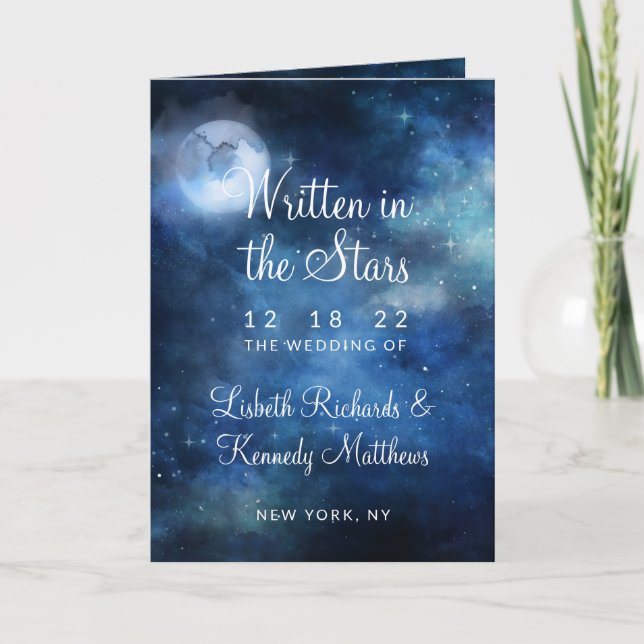 Lunar Sky Full Moon Celestial Wedding Ceremony Program (Front)