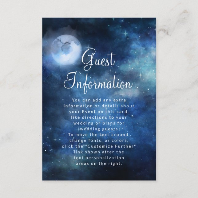 Lunar Sky Full Moon Celestial Wedding Information Enclosure Card (Front)