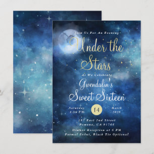 Lunar Sky Full Moon Night under the Stars custom Invitation