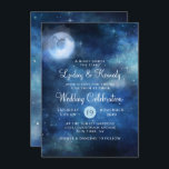 Lunar Sky Full Moon Night under the Stars Wedding Invitation<br><div class="desc">Lunar Sky Full Moon Celestial Galaxy Watercolor Design, with Night Shining Stars, and Glowing Moon Design on a luxurious Navy Blue, Pale Blue, and hints of purple watercolor texture. With Modern Typography Script Fonts. A trendy Magical design - Personalized Wedding Invitations! ~ Check my shop to see the entire wedding...</div>