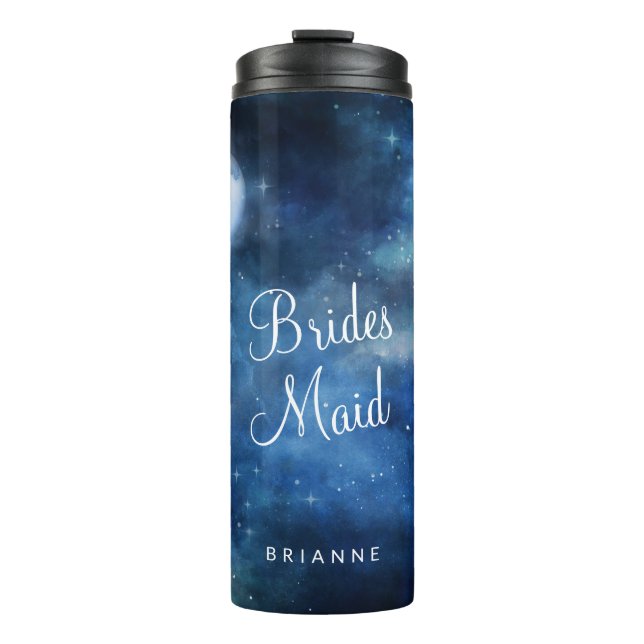 Lunar Sky Full Moon Personalized Bridesmaid Thermal Tumbler (Front)