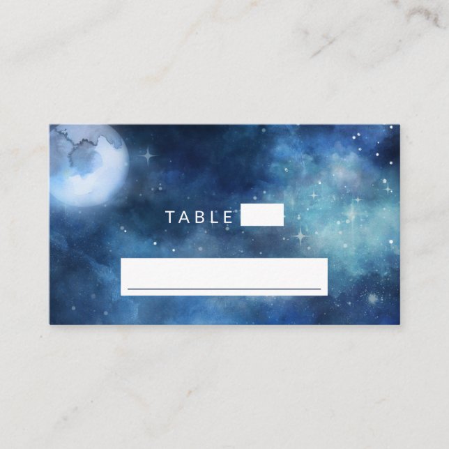 Lunar Sky Full Moon Seating Wedding Table Number Place Card (Front)