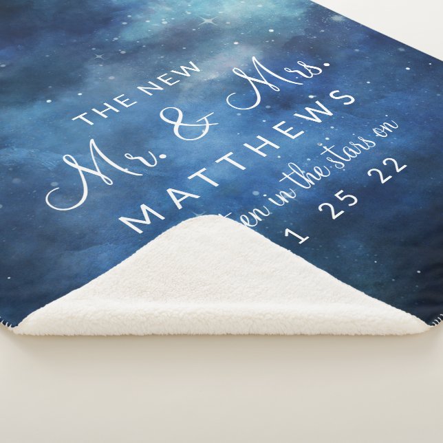 Lunar Sky Full Moon the New Mr. & Mrs. Newlyweds Sherpa Blanket (3/4)