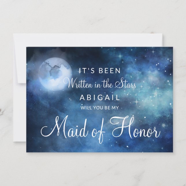 Lunar Sky Moon Be My Maid of Honour Proposal Card (Front)