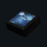 Lunar Sky Moon Mother of the Bride Personalized Gift Box<br><div class="desc">Lunar Sky Full Moon Celestial Galaxy Watercolor Design, with Night Shining Stars, and Glowing Moon Design on a luxurious Navy Blue, Pale Blue, and hints of purple watercolor texture. With Modern Typography Script Fonts. A trendy Magical design - Personalized Mother of the Bride Heartfelt Quote Keepsake Personalized Wood Jewellery Gift...</div>