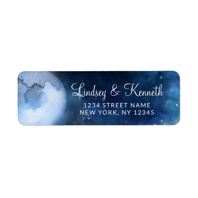 Lunar Sky Pleine lune Stars Mariage Adresse de ret (Devant)