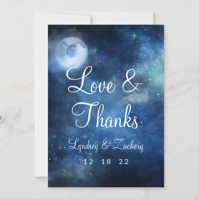 Lunar Sky Pleine lune Stars Mariage Amour et Merci (Devant)