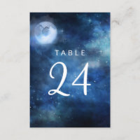Lunar Sky Pleine lune Stars Numéro de table Mariag