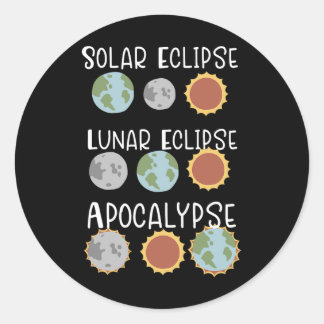 Lunar Solar Eclipse And Apocalypse April 8 2024  Classic Round Sticker