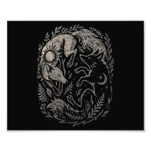 Lunar Solar Foxes • Mystical Forest Yin-Yang Art Photo Print