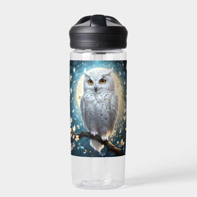 Lunar Vigil: The White Snow Owl Water Bottle (Front)