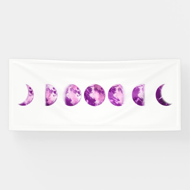 *~* Lunar Wax Wan Full Purple Violet  Moon Phases  Banner (Horizontal)