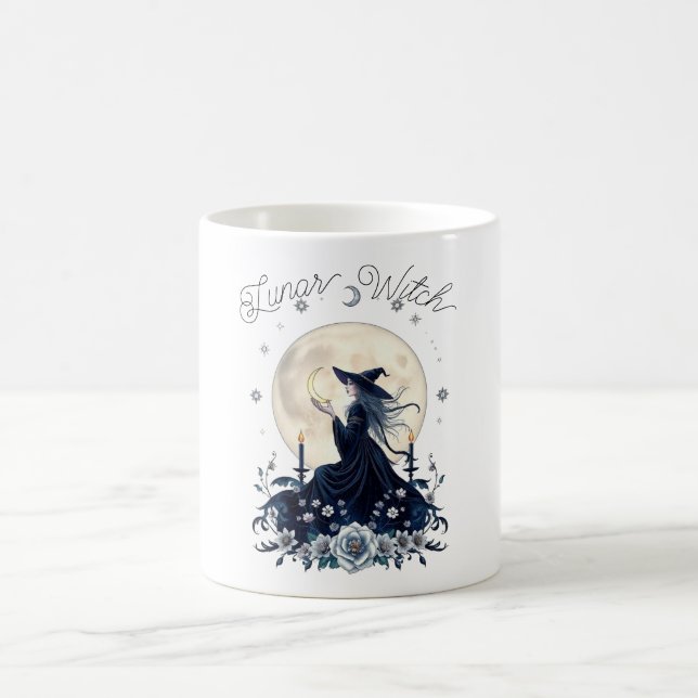 Lunar Witch Celestial Art Personalized Coffee Mug (Center)