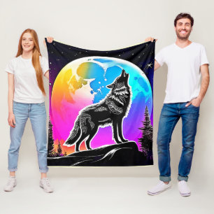 Lunar Wolf Serenade Design Fleece Blanket