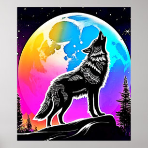 Lunar Wolf Serenade Design Poster