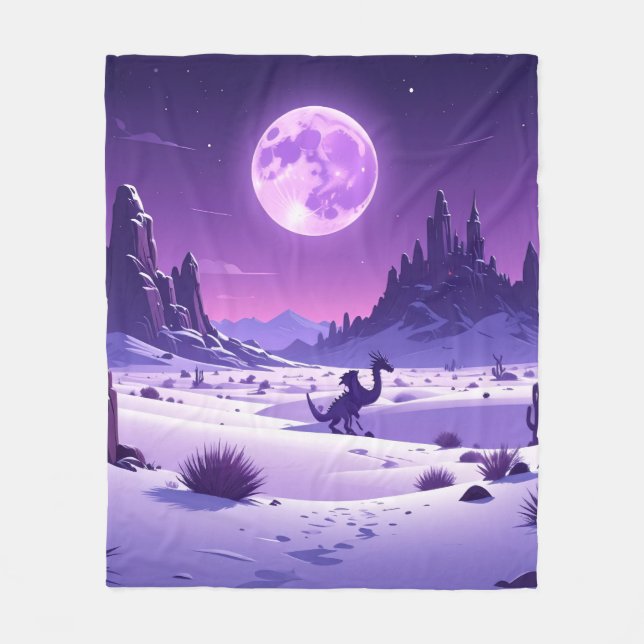 Lunar Wyrm Fleece Blanket – Purple Dragon Under th (Front)