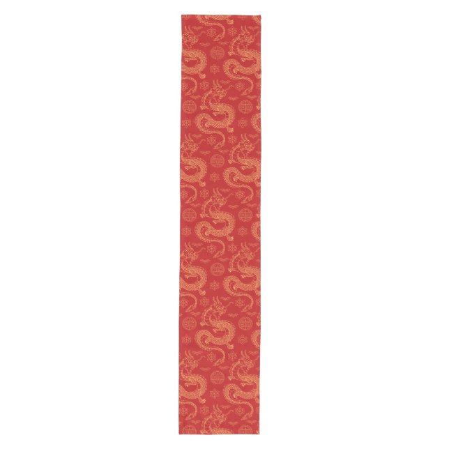 Lunar Year 2024 Chinese dragon pattern Medium Table Runner (Front)