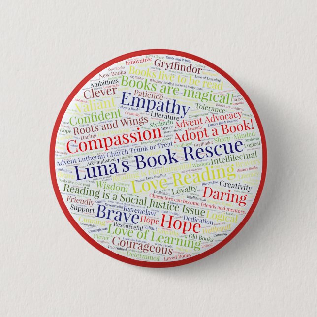 Luna's Book Rescue 2 Inch Round Button (Front)