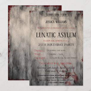 Lunatic Asylum Woman,s Birthday Party Invitation