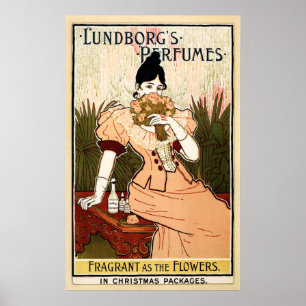 LUNBORG'S PERFUMES Vintage Fragrance Cosmetics Ad Poster