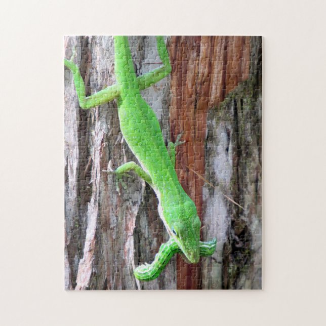 Lunch Anyone?  Green Anole (Lizard) Puzzle (Vertical)