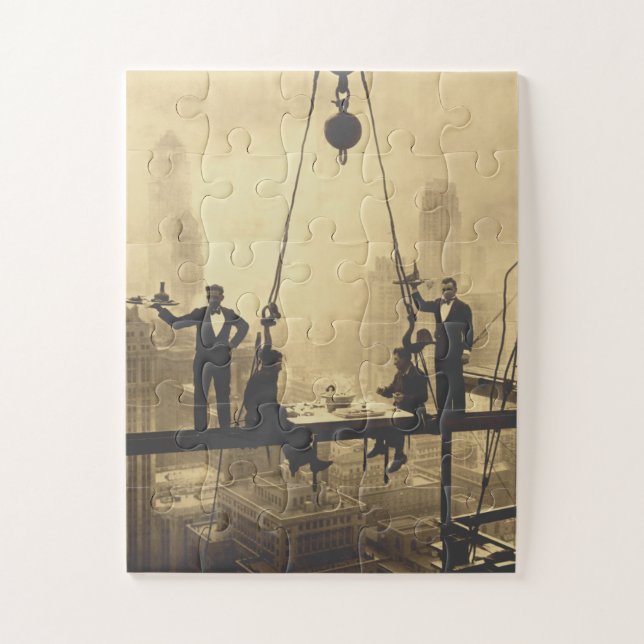 Lunch Atop A Sky Scraper Part Deux NYC Ironworkers Jigsaw Puzzle (Vertical)