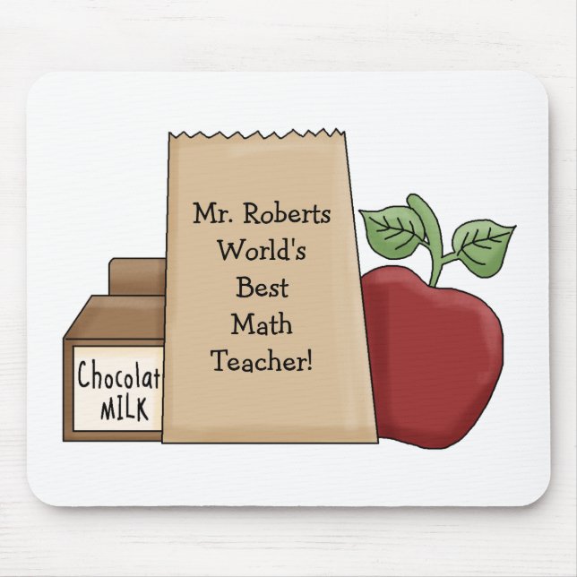 Lunch bag/Apple-World's Best Math Teacher's Name Mouse Pad (Front)