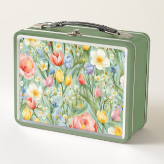 Lunch Box С champ floral coloré de printemps. Peinture