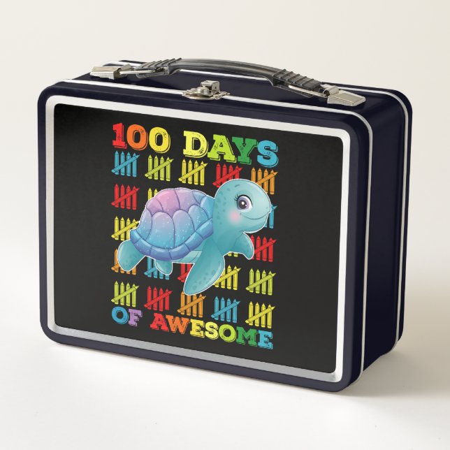 Lunch Box 100 Jours De Tortue Awesome 100ème Jour De L'École (Devant)