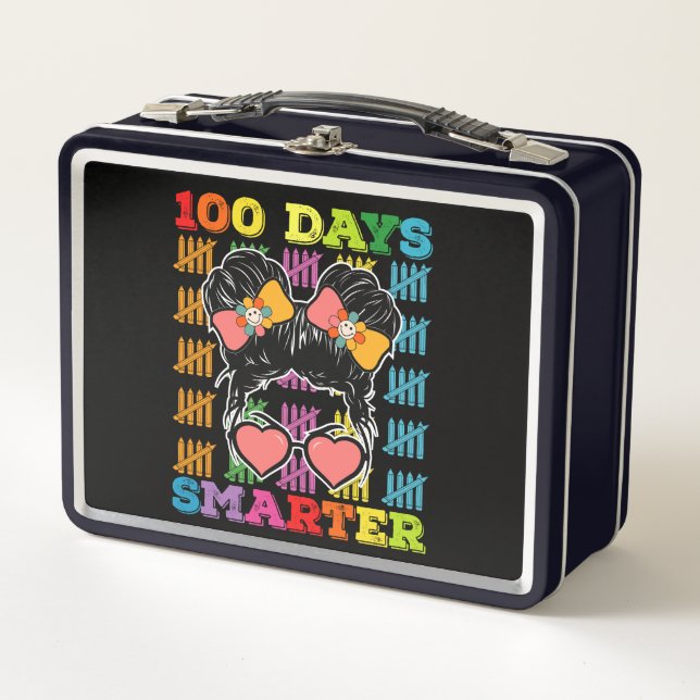 Lunch Box 100 Jours Smarter Messy Bun 100e Jour De L'École (Devant)