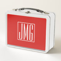 3 Initiales Monogramme | Rouge et blanc (ou couleu