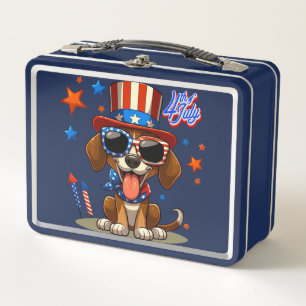 Lunch Box 4 juillet chien/chiot mignon, patriotique